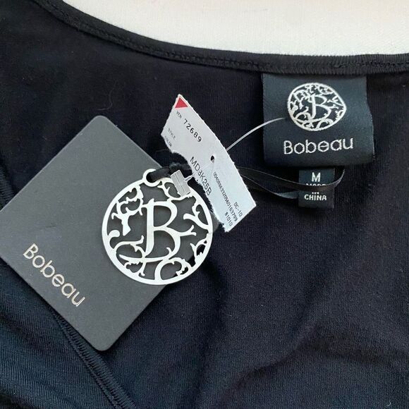 NWT Bobeau Black Dress Dolman Sleeves Tie Front Layered Knit Woman’s Sz Medium N - Picture 13 of 14